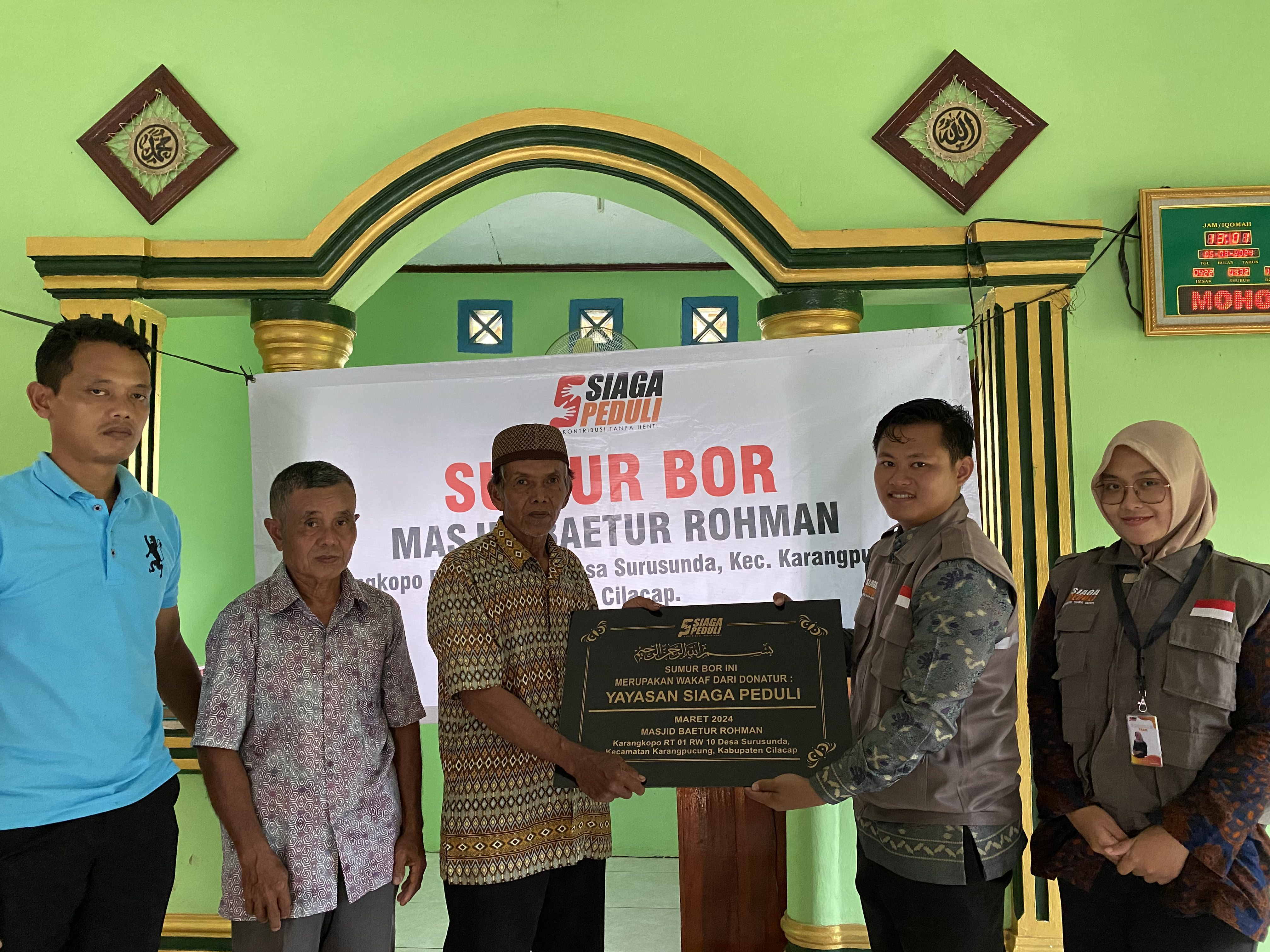 Siaga Peduli meresmikan Sumur Bor Masjid Baeturrohman yang berlokasi di Karangkopo, Desa Surusunda, Kecamatan Karangpucung, Kabupaten Cilacap