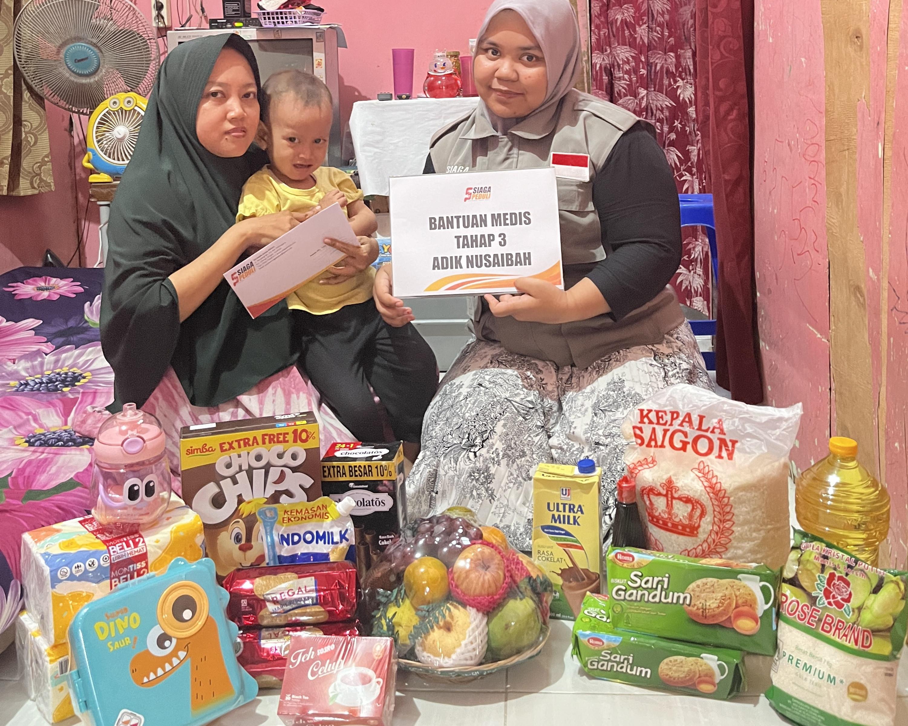 Siaga Peduli Menyalurkan Bantuan Medis Tahap Ketiga Kepada Adik Nusaibah Berupa Paket Sembako dan Uang Tunai